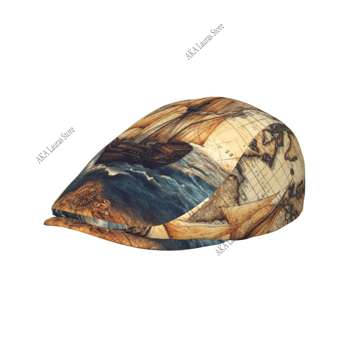 Newsboy Cap Ivy - Кепка-газетчика с винтажным принтом карты мира,
