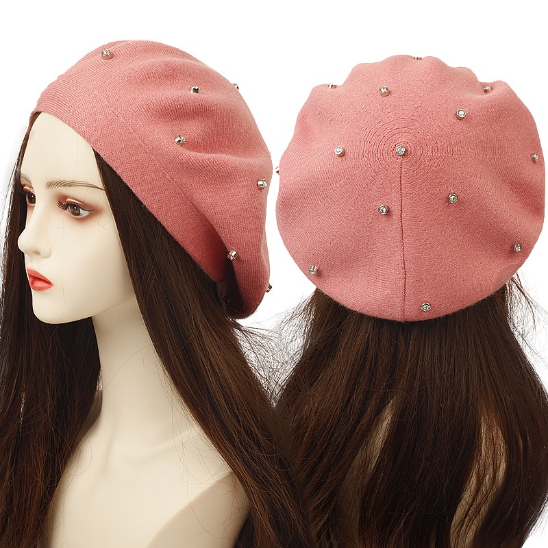 Beret French Wool - Женские цветные береты со стразами, модные