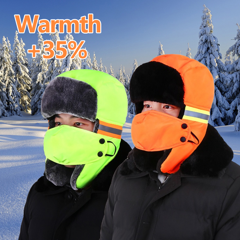 Trapper Hat Ear Flap - Зимняя шапка-траппер с ушками, оранжевая и