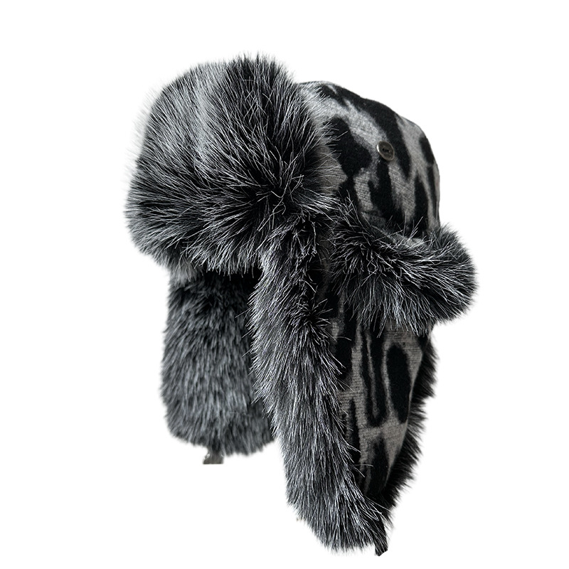 Winter Trapper Hat - Шляпа-траппер с леопардовым принтом | Женская