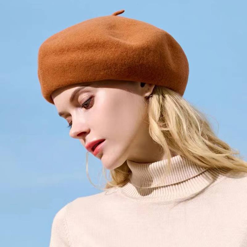 Beret French Wool - Простая шапка осень-зима, 100% шерсть, толстые
