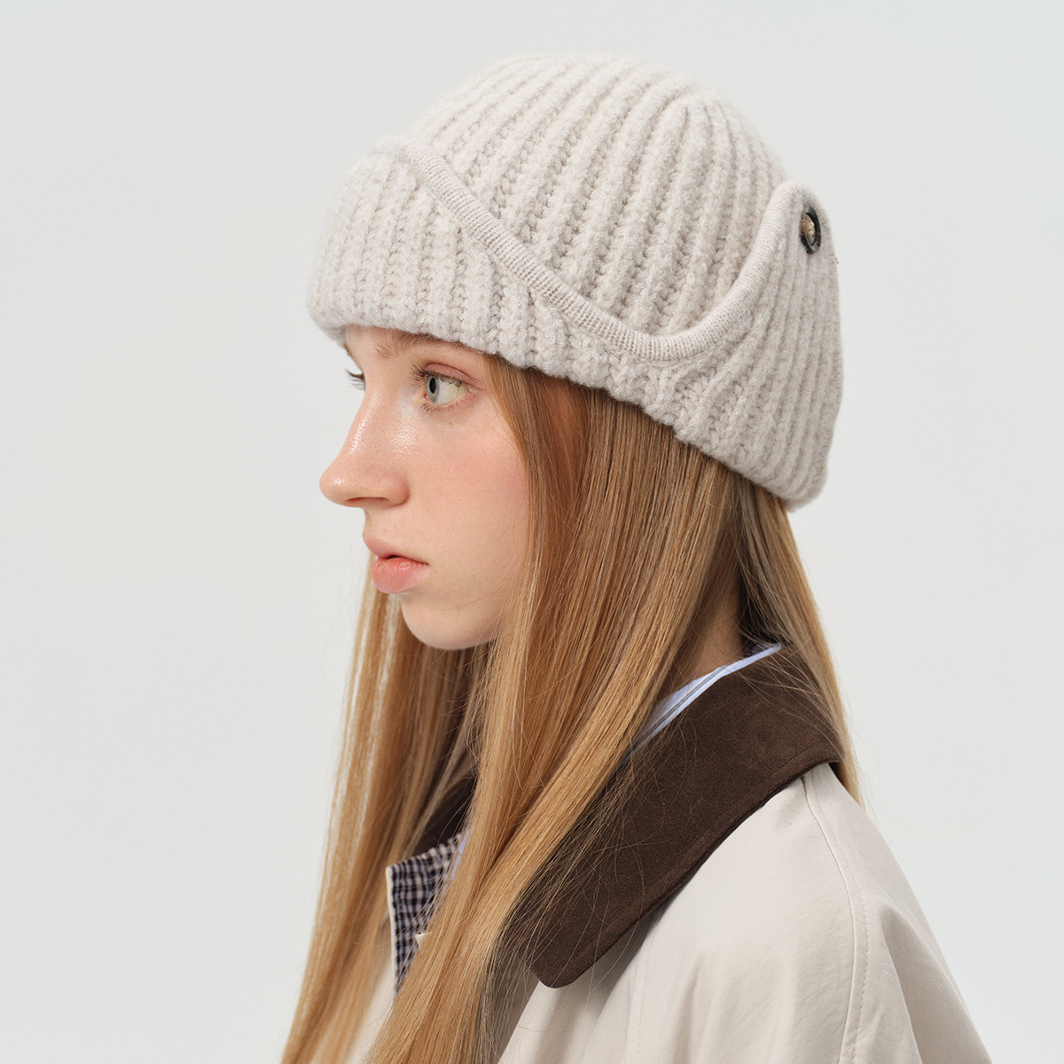 Winter Trapper Hat - 23% шерстяная однотонная вязаная шапка пилота,