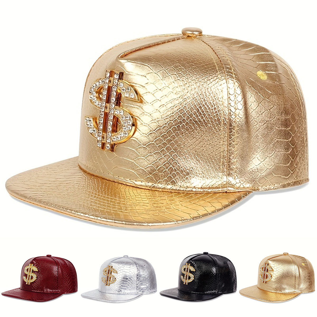 Baseball Cap Structured - Кожаная бейсболка с металлическим знаком доллара,