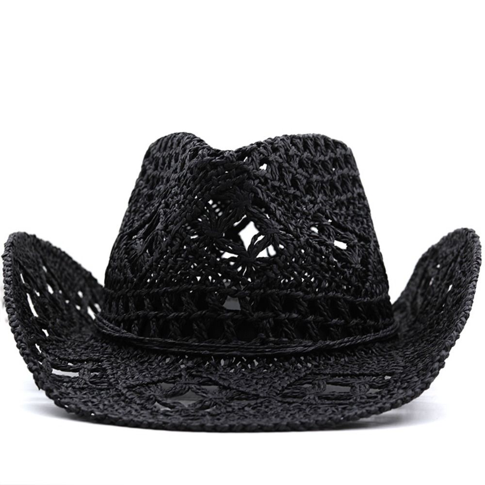 Cowboy Hat Straw - Винтажная широкополая соломенная шляпа с ажурным