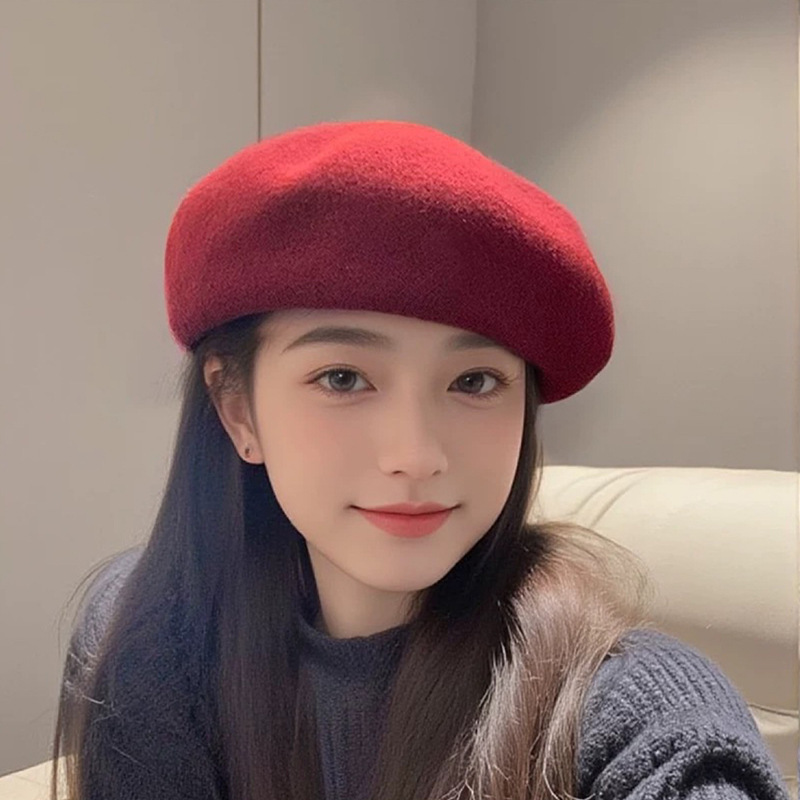 Beret French Wool - Осенний классический французский шерстяной берет для