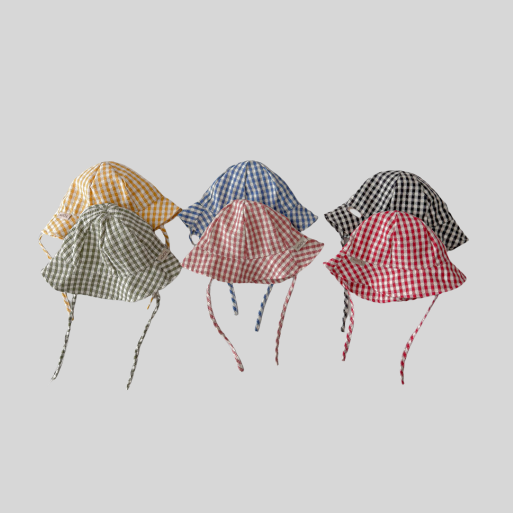 Sun Hat Wide Brim - Ins Стильная клетчатая детская панама, весна-лето,