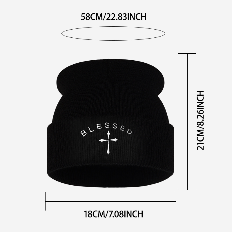 Шапка-бини с вышитым крестом,  – обзор и цена Beanie Cuffed Knit